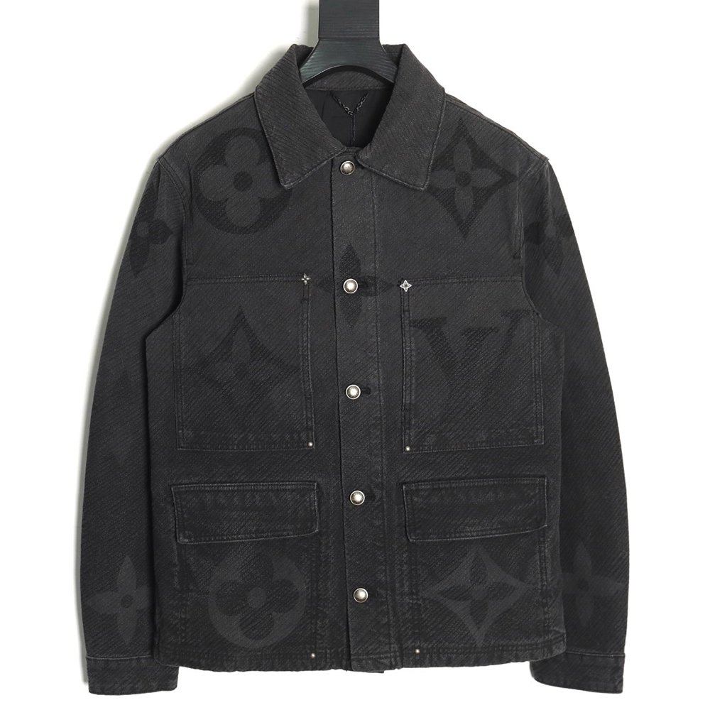 Louis Vuitton dark pattern presbyopic logo twill denim jacket,Louis Vuitton Jacket,Jacket,Buy cheap clothing haul France