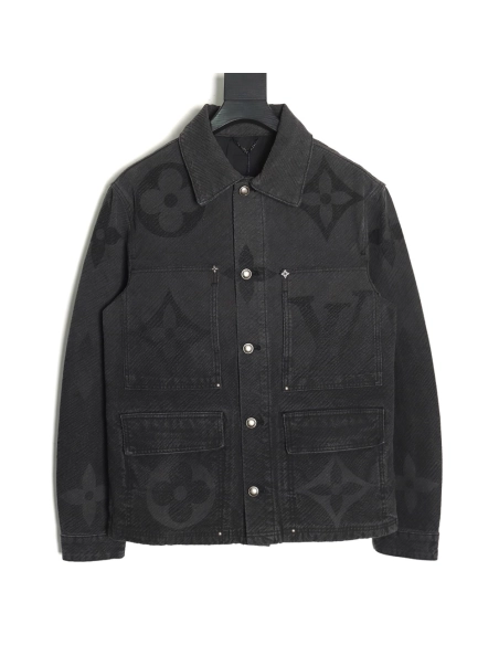 Louis Vuitton dark pattern presbyopic logo twill denim jacket,Louis Vuitton Jacket,Jacket,Buy cheap clothing haul France