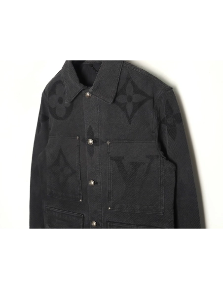 Louis Vuitton dark pattern presbyopic logo twill denim jacket,Louis Vuitton Jacket,Jacket,Buy cheap clothing haul France