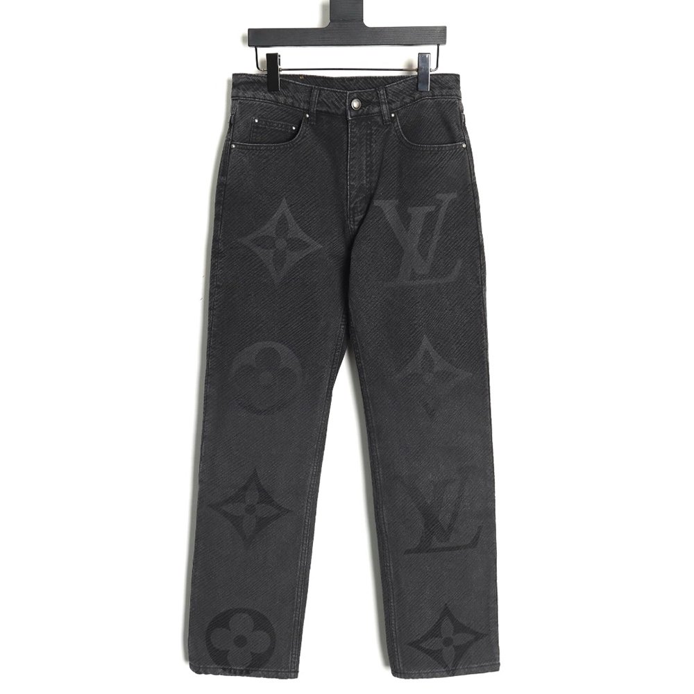 Louis Vuitton dark pattern presbyopic logo twill jeans,Louis Vuitton Jeans,CASUAL PANTS,Buy cheap clothing haul France