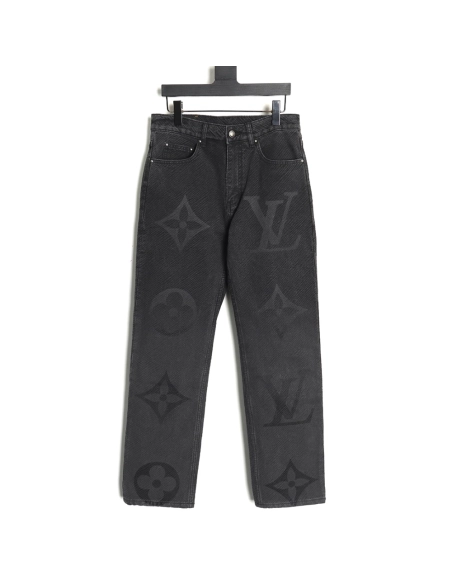 Louis Vuitton dark pattern presbyopic logo twill jeans,Louis Vuitton Jeans,CASUAL PANTS,Buy cheap clothing haul France