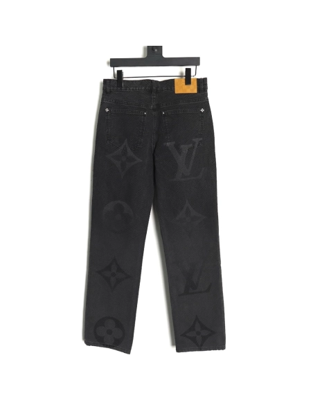 Louis Vuitton dark pattern presbyopic logo twill jeans,Louis Vuitton Jeans,CASUAL PANTS,Buy cheap clothing haul France