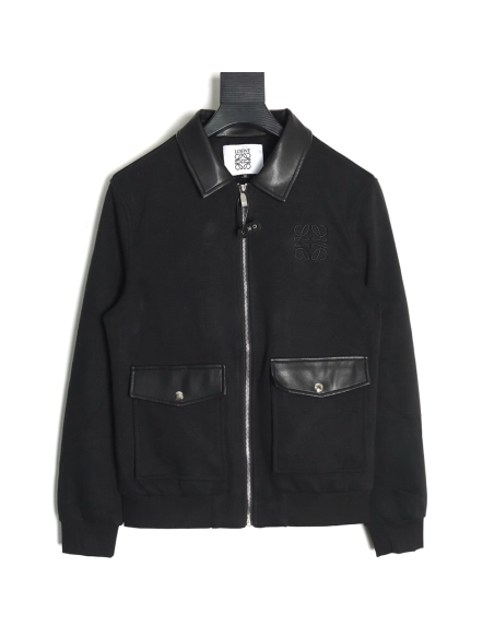 Loewe patchwork leather lapel jacket,Loewe Jacket,Sweatshirt,Buy cheap clothing haul France