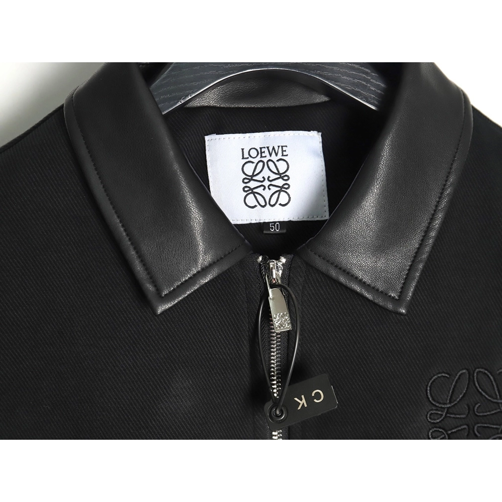 Loewe patchwork leather lapel jacket,Loewe Jacket,Sweatshirt,Buy cheap clothing haul France