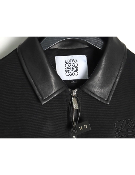 Loewe patchwork leather lapel jacket,Loewe Jacket,Sweatshirt,Buy cheap clothing haul France