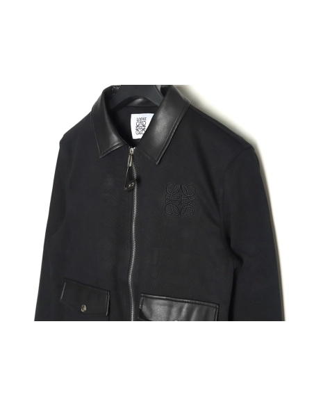 Loewe patchwork leather lapel jacket,Loewe Jacket,Sweatshirt,Buy cheap clothing haul France