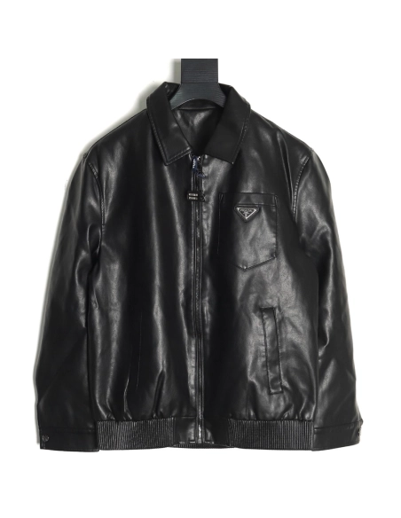 Prada triangle logo leather jacket,Prada Jacket,Jacket,Buy cheap clothing haul France