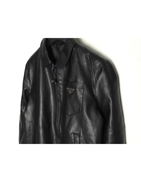 Prada triangle logo leather jacket,Prada Jacket,Jacket,Buy cheap clothing haul France