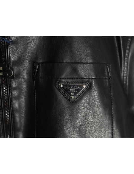 Prada triangle logo leather jacket,Prada Jacket,Jacket,Buy cheap clothing haul France