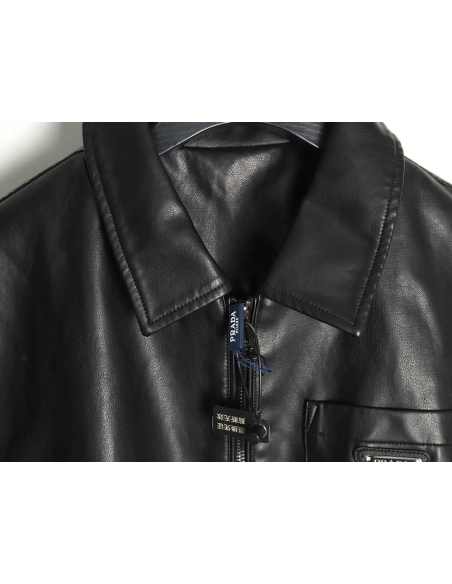 Prada triangle logo leather jacket,Prada Jacket,Jacket,Buy cheap clothing haul France