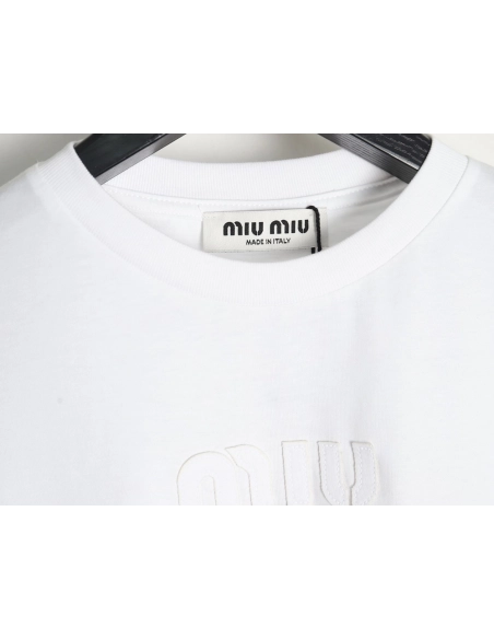 Miu Miu Embroidered Cotton Long Sleeve TShirt,Miu Miu,MIU-05241215