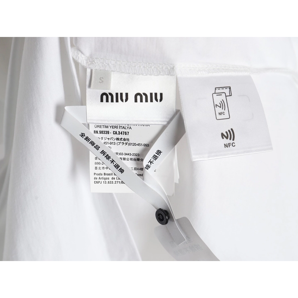 Miu Miu Embroidered Cotton Long Sleeve TShirt,Miu Miu,MIU-05241215