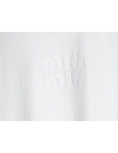Miu Miu Embroidered Cotton Long Sleeve TShirt,Miu Miu,MIU-05241215