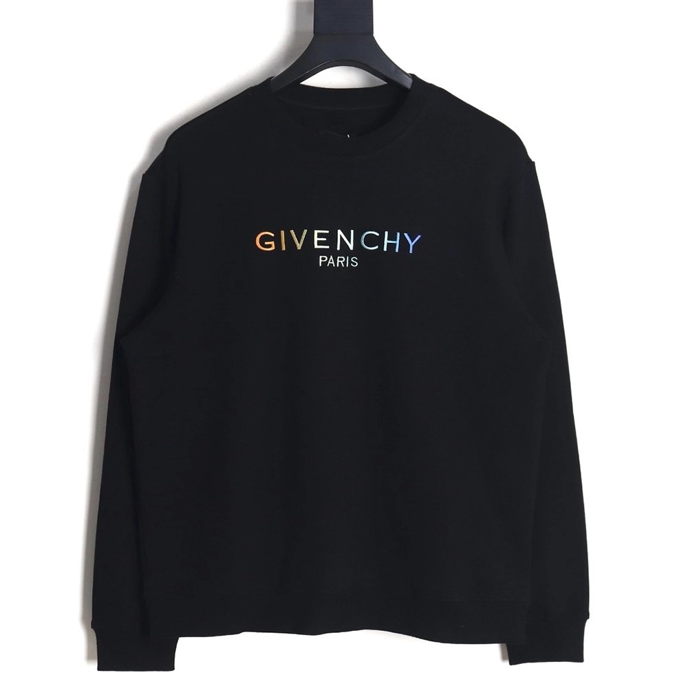 Givenchy rainbow gradient embroidered crewneck sweatshirt,Givenchy,GVC-16241215