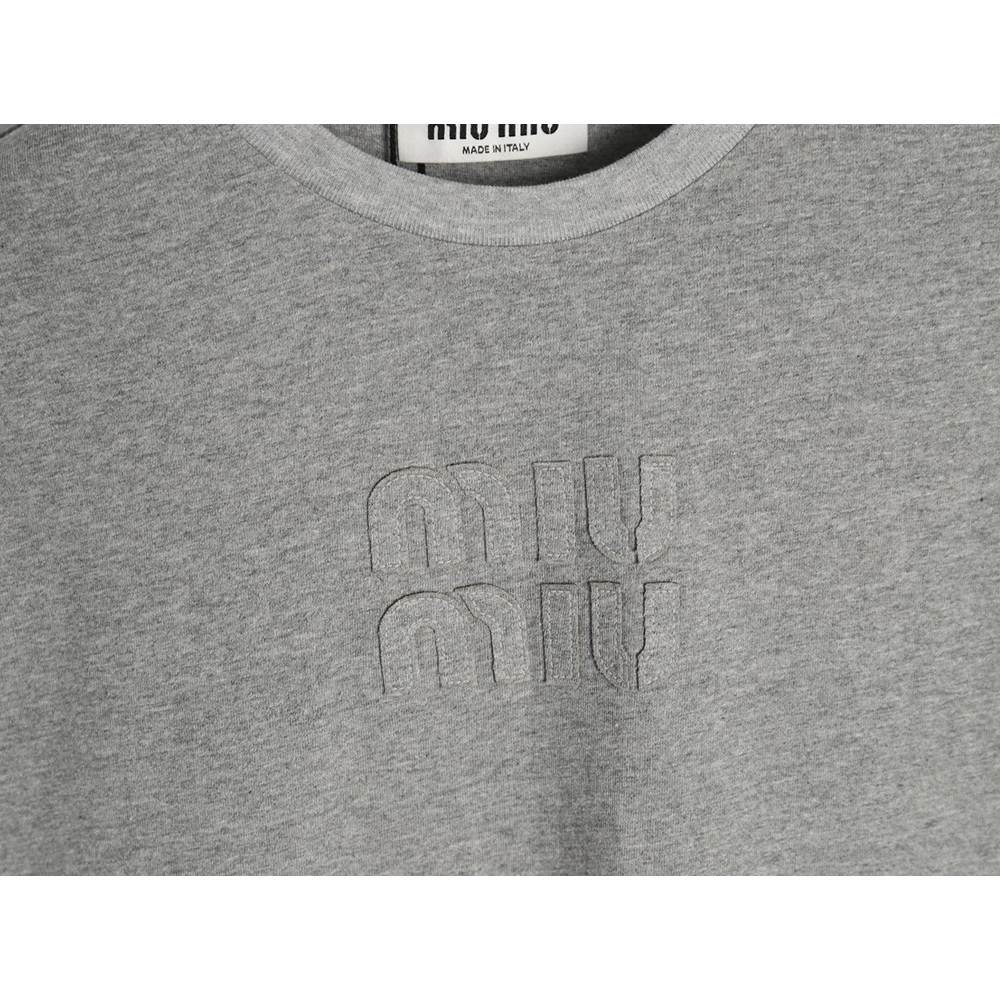 Miu Miu Embroidered Cotton Long Sleeve TShirt,Miu Miu,MIU-06241215