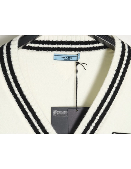 Prada Embroidered Preppy Cardigan Sweater,Prada,PRD-13241215