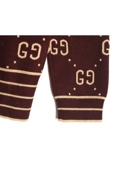 Gucci Double G Jacquard Crew Neck Cardigan Sweater,Gucci,GUC-22241215