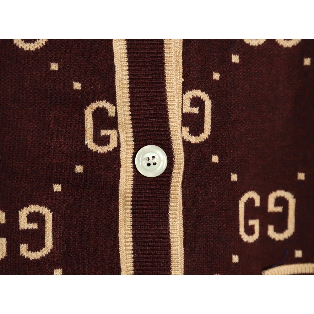 Gucci Double G Jacquard Crew Neck Cardigan Sweater,Gucci,GUC-22241215