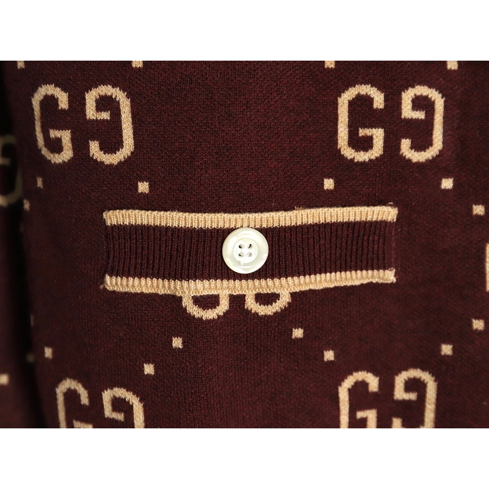 Gucci Double G Jacquard Crew Neck Cardigan Sweater,Gucci,GUC-22241215