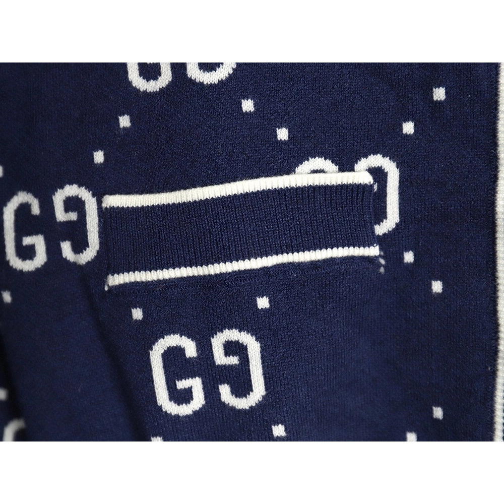 Gucci Double G Jacquard Crew Neck Cardigan Sweater,Gucci,GUC-23241215