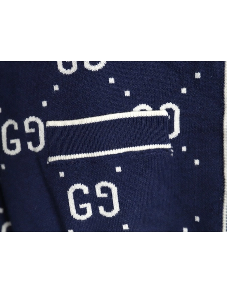 Gucci Double G Jacquard Crew Neck Cardigan Sweater,Gucci,GUC-23241215