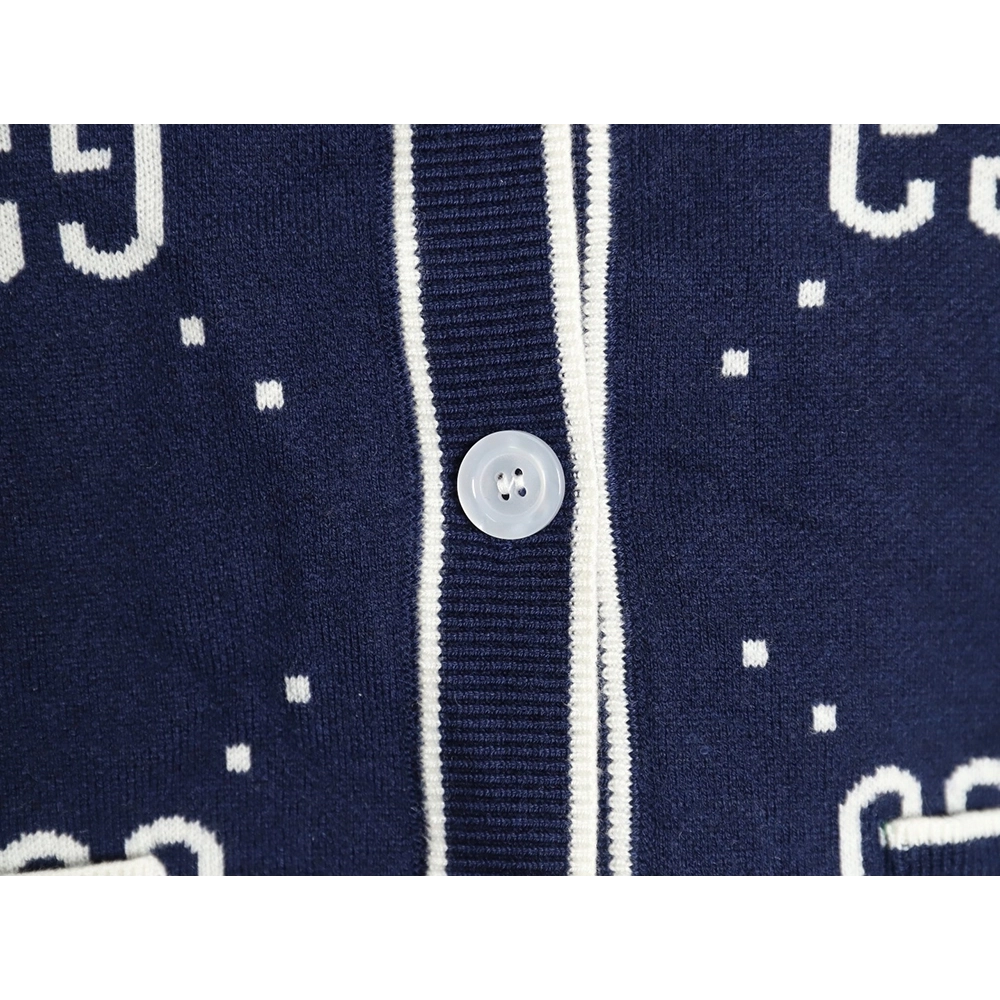 Gucci Double G Jacquard Crew Neck Cardigan Sweater,Gucci,GUC-23241215