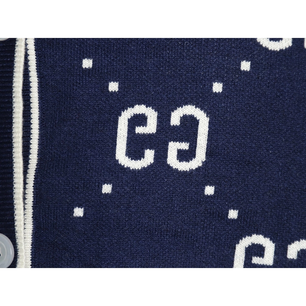 Gucci Double G Jacquard Crew Neck Cardigan Sweater,Gucci,GUC-23241215