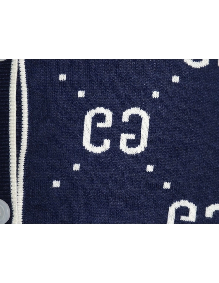 Gucci Double G Jacquard Crew Neck Cardigan Sweater,Gucci,GUC-23241215