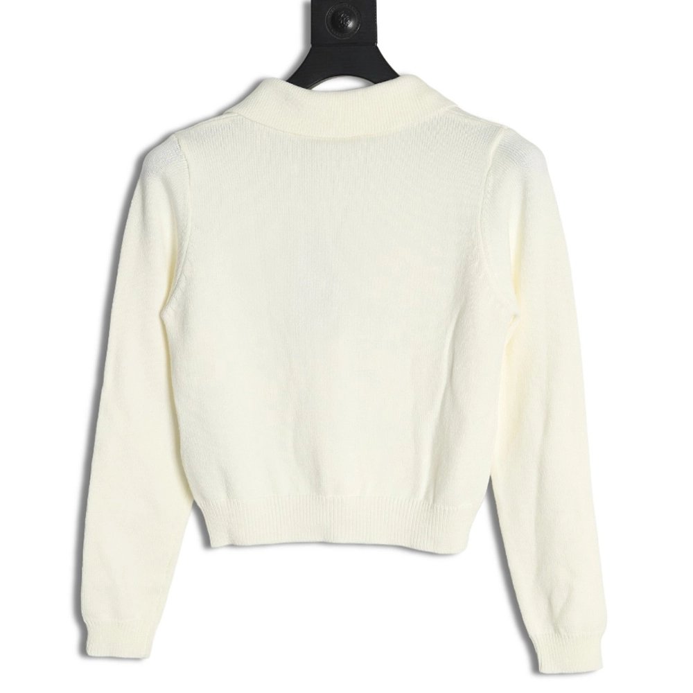 Gucci Double G embroidered lapel halfbreasted wool knit sweater,Gucci,GUC-24241215