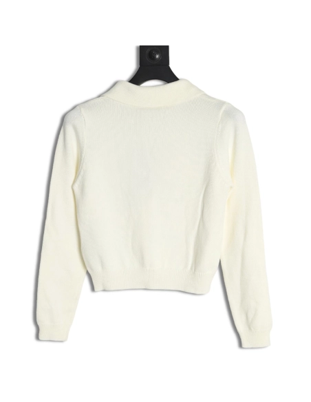 Gucci Double G embroidered lapel halfbreasted wool knit sweater,Gucci,GUC-24241215