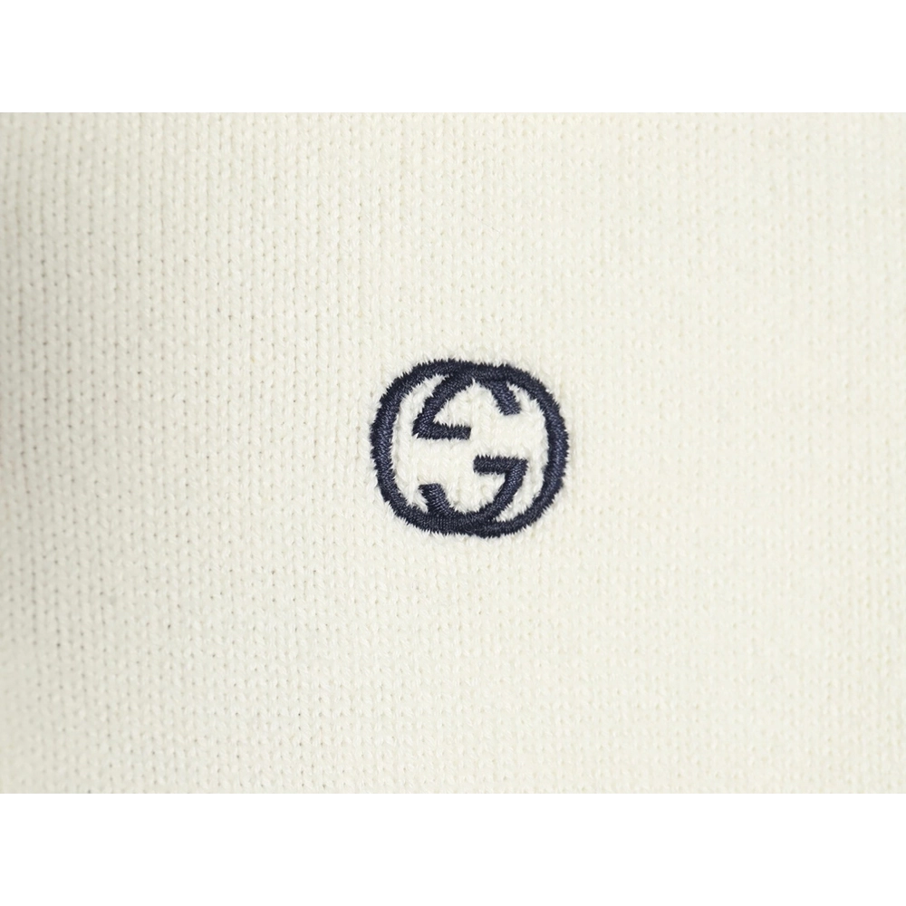 Gucci Double G embroidered lapel halfbreasted wool knit sweater,Gucci,GUC-24241215