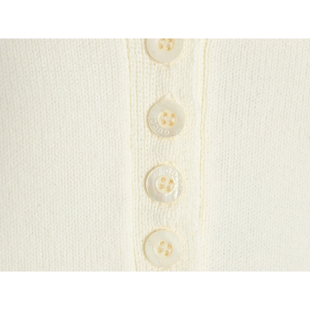 Gucci Double G embroidered lapel halfbreasted wool knit sweater,Gucci,GUC-24241215
