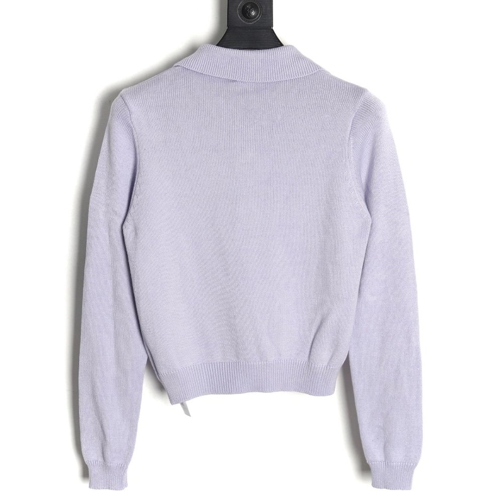 Gucci Double G embroidered lapel halfbreasted wool knit sweater,Gucci,GUC-25241215
