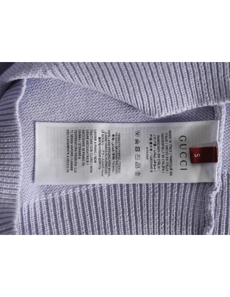 Gucci Double G embroidered lapel halfbreasted wool knit sweater,Gucci,GUC-25241215