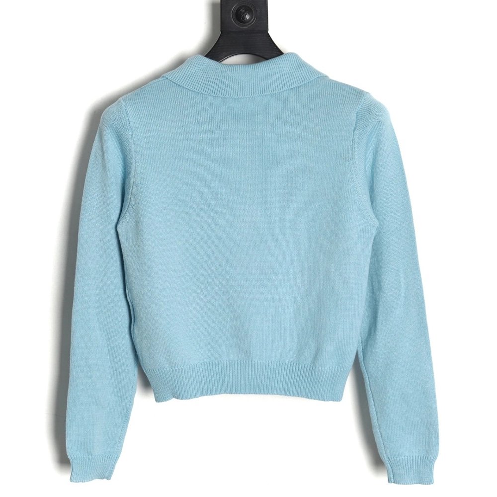 Gucci Double G embroidered lapel halfbreasted wool knit sweater,Gucci,GUC-26241215