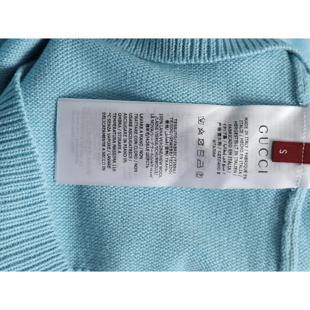 Gucci Double G embroidered lapel halfbreasted wool knit sweater,Gucci,GUC-26241215