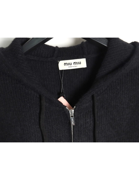 Miu Miu logo embroidered zipup hooded sweater,Miu Miu,MIU-21241215