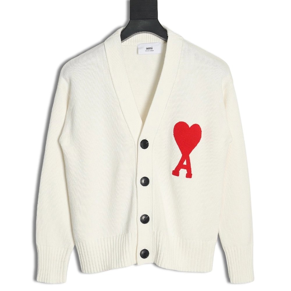 AMI PARIS Heart embroidered cardigan,Ami
