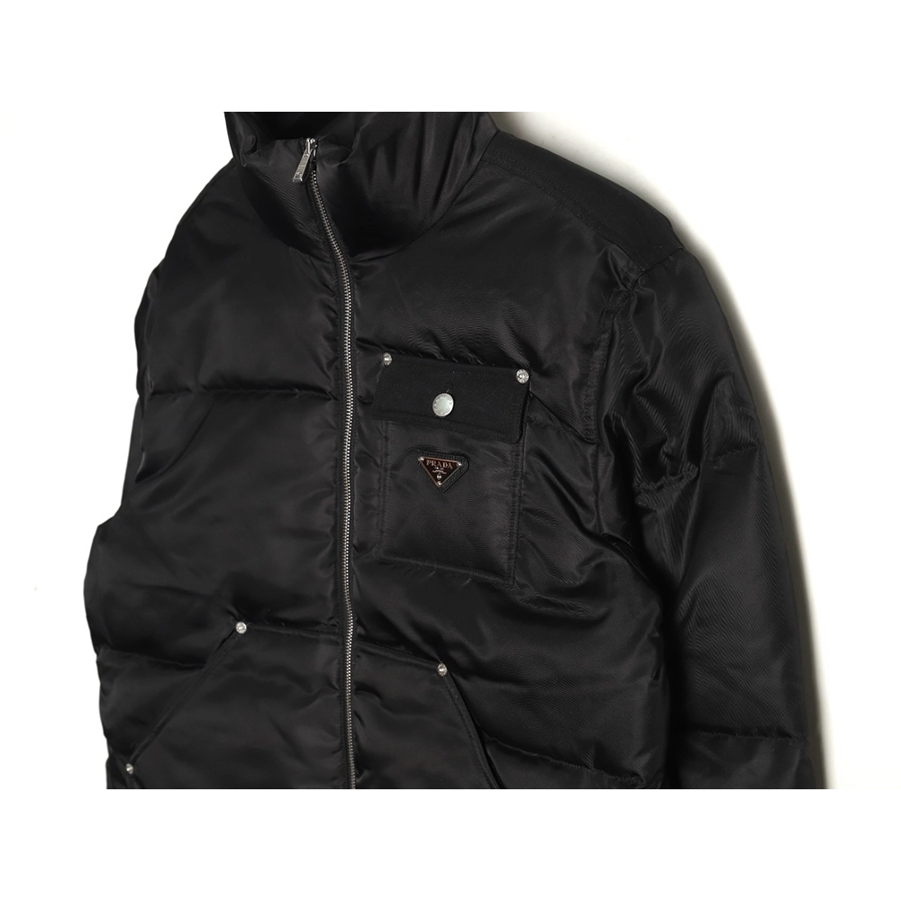 Prada Nylon Logo Flap Pocket Stand Collar Down Men Jacket,Prada Men Jacket,Men Jacket,Buy From Trust Seller