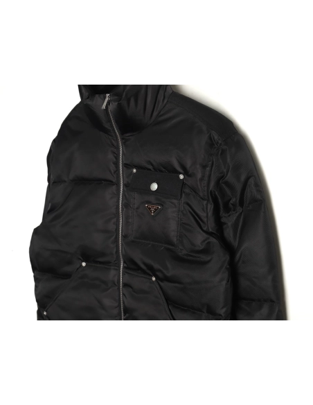 Prada Nylon Logo Flap Pocket Stand Collar Down Men Jacket,Prada Men Jacket,Men Jacket,Buy From Trust Seller