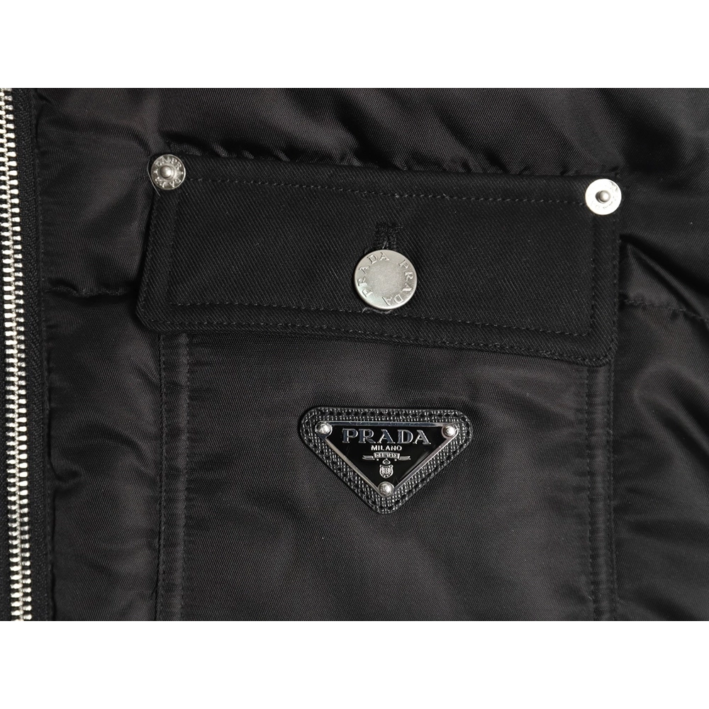 Prada Nylon Logo Flap Pocket Stand Collar Down Men Jacket,Prada Men Jacket,Men Jacket,Buy From Trust Seller