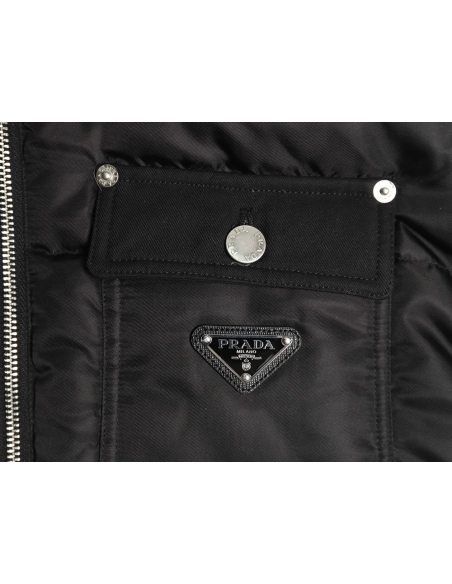Prada Nylon Logo Flap Pocket Stand Collar Down Men Jacket,Prada Men Jacket,Men Jacket,Buy From Trust Seller