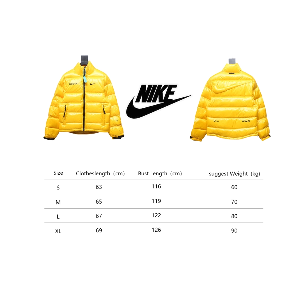 Nike X Drake Nocta Puffer Jacket Yellow ,Nike Jacket,Jacket,APPAREL