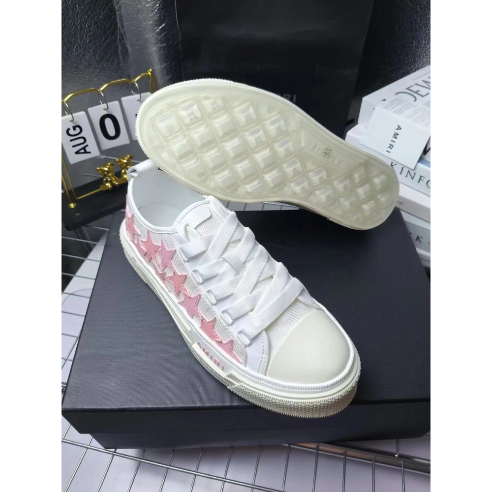 Amiri Stars Court Low White Pink Canvas,AMIRI