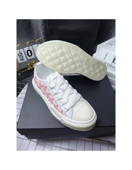 Amiri Stars Court Low White Pink Canvas,AMIRI