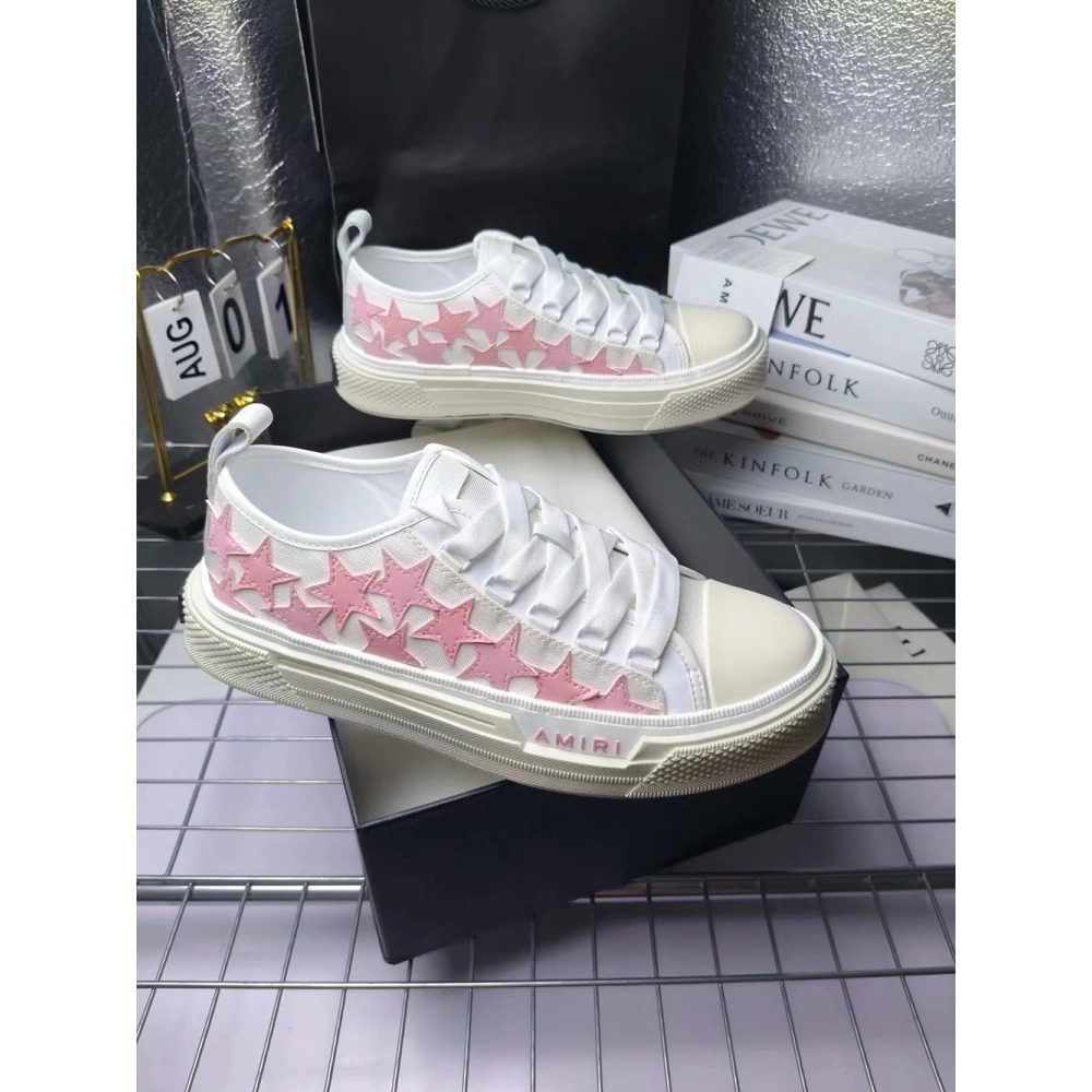 Amiri Stars Court Low White Pink Canvas,AMIRI