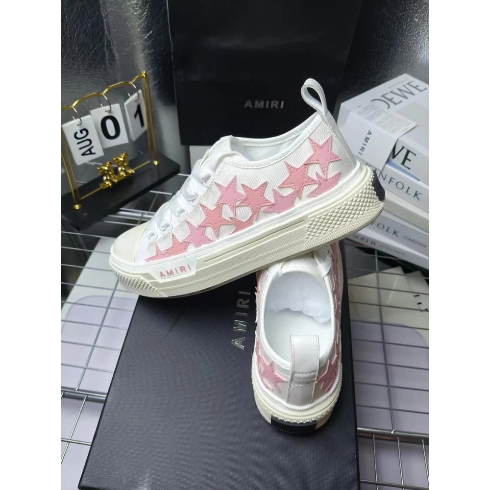 Amiri Stars Court Low White Pink Canvas,AMIRI