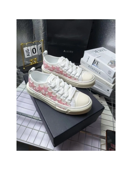 Amiri Stars Court Low White Pink Canvas,AMIRI