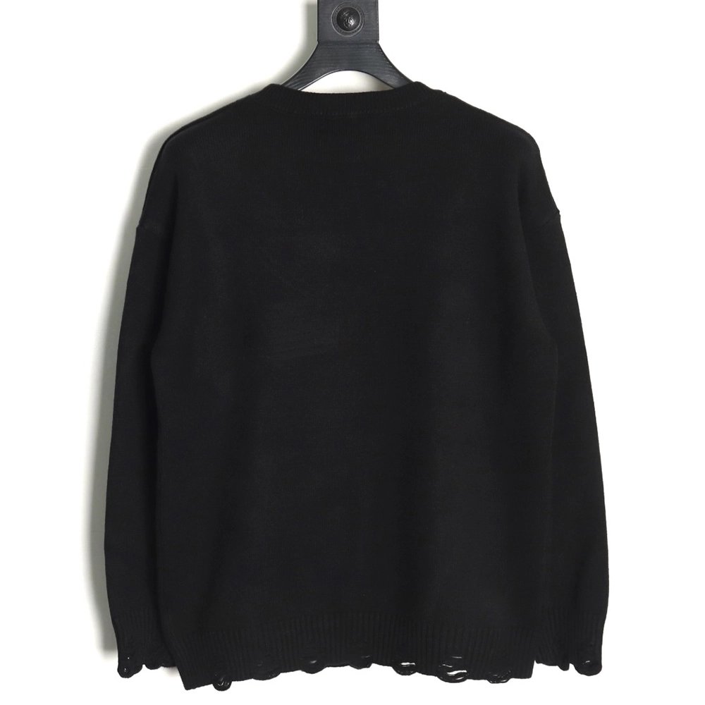 Maison Margiela Numbers distressed knitted crewneck sweater,MAISON MARGIELA