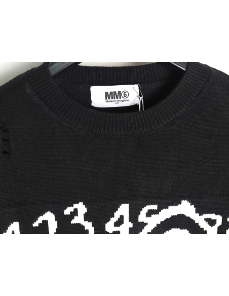 Maison Margiela Numbers distressed knitted crewneck sweater,MAISON MARGIELA